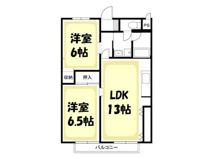 メゾンロティ(2LDK/3階)の間取り写真