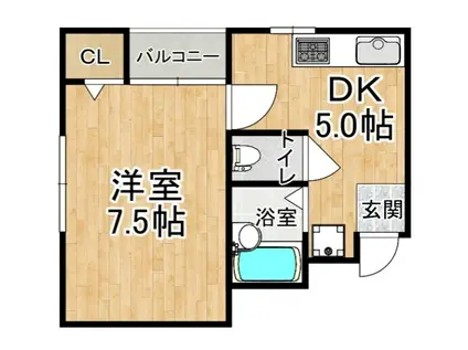 プランドール大久保(1DK/3階)の間取り写真