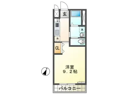 パシフィコII(1K/2階)の間取り写真