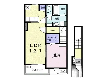 オーブリー柏原(1LDK/2階)の間取り写真