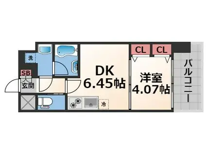 プレジオ布施EURO(1DK/6階)の間取り写真