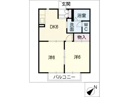 ニューアゼリア I(2DK/2階)の間取り写真