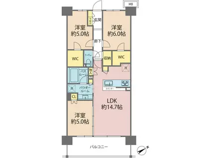 シティテラス八潮(3LDK/8階)の間取り写真