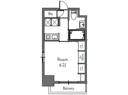 TOTSU RESIDENCE SHIBA(1K/13階)の間取り写真