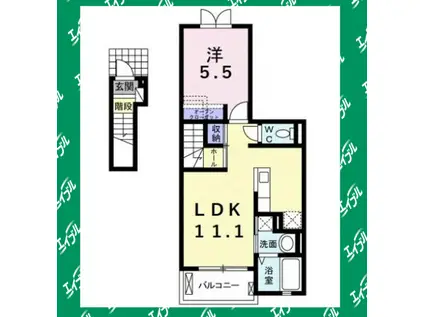 スカイレジデンスIII(1LDK/2階)の間取り写真