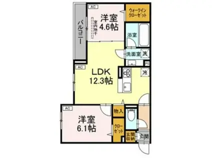 ASSET-COURT八坂(2LDK/3階)の間取り写真
