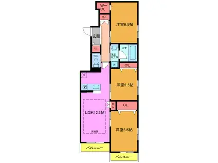 南葛西2丁目メゾン(3LDK/3階)の間取り写真