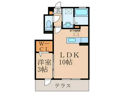 第5アヴェニュー(1LDK/1階)の間取り写真