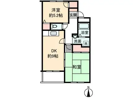 ハイムビレッジ戸ヶ崎(2DK/2階)の間取り写真