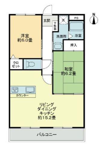 フォブール司(2LDK/2階)の間取り写真