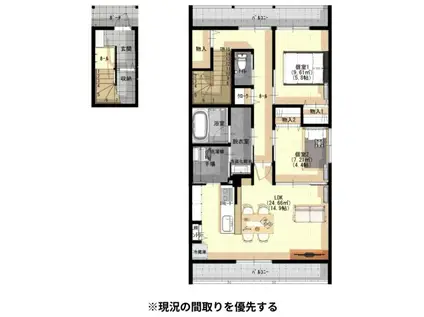 マリアント押田B棟(2LDK/2階)の間取り写真