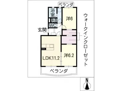 WOODYBELL DUAL(2LDK/2階)の間取り写真