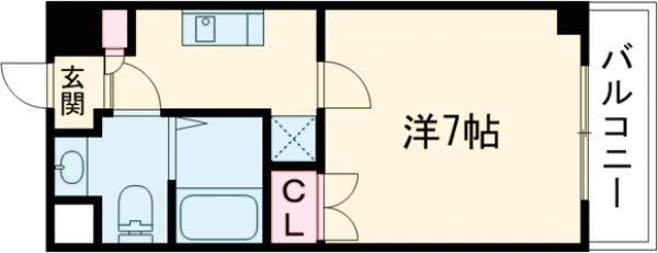 スカイヒル名谷(1K/6階)の間取り写真