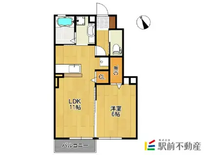 オプティマムハウス B棟(1LDK/1階)の間取り写真