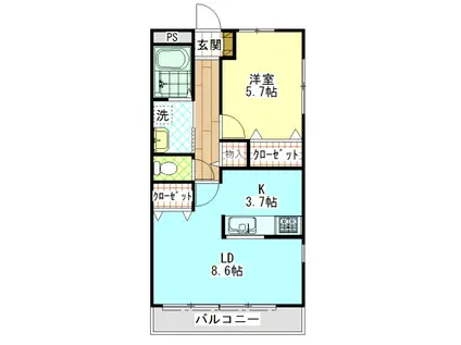 RS・オーキッド(1LDK/2階)の間取り写真