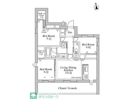 登戸メゾン西棟(3LDK/2階)の間取り写真