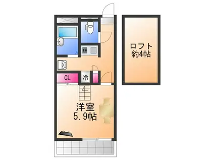 レオパレスファイン(1K/1階)の間取り写真