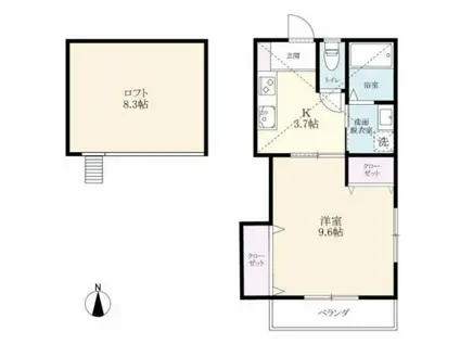 サフィール巨勢(1K/2階)の間取り写真