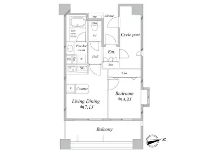 ルモンド恵比寿(1SDK/10階)の間取り写真