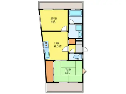 コーポ賀川(2DK/5階)の間取り写真