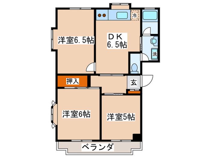 グリーンハイツスズキ(3DK/3階)の間取り写真