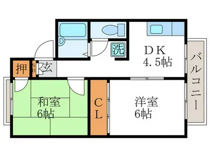 ヴァンベール徳田(2DK/2階)の間取り写真