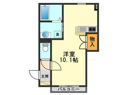 ル・マタン(ワンルーム/1階)の間取り写真