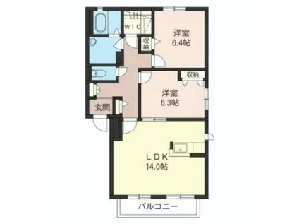 リリーガーデン(2LDK/2階)の間取り写真