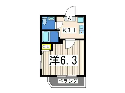 プライムレーベルMM・NORD(1K/3階)の間取り写真