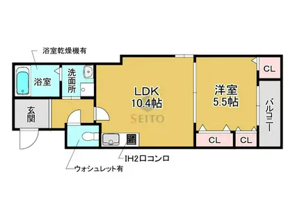 カサデチョコ(1LDK/2階)の間取り写真