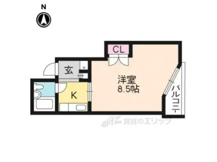 DUO猪熊(1K/3階)の間取り写真