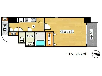 フロイデ(1K/4階)の間取り写真