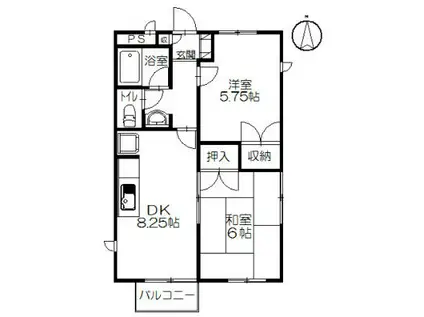 チェリーハウス小和田(2DK/2階)の間取り写真