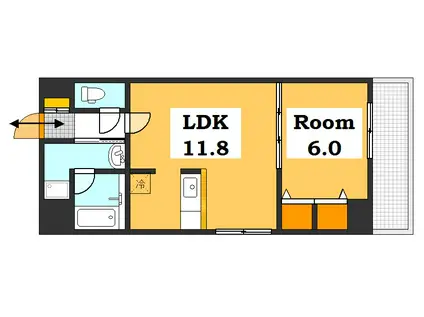 ウイング駅前通(1LDK/11階)の間取り写真