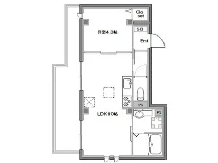 EMINARE(1LDK/1階)の間取り写真