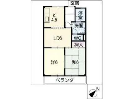 コートプレイス イースト ウエスト(2LDK/1階)の間取り写真