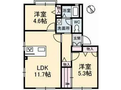 ディアス33 B棟(2LDK/1階)の間取り写真