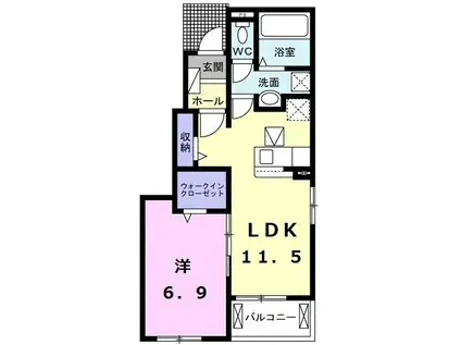 グラン・メゾン 御門(1LDK/1階)の間取り写真
