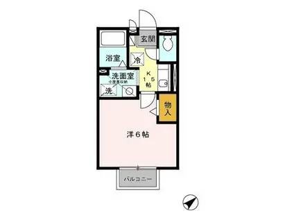 リバーフィールド(1K/2階)の間取り写真