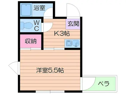 フレール西田辺(1K/1階)の間取り写真