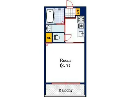 グランド恵美須(1K/3階)の間取り写真