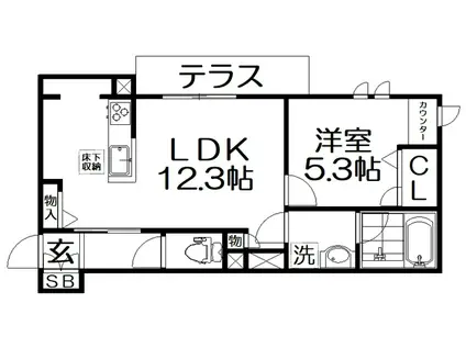 SHAMAISON LAN-FREE(1LDK/1階)の間取り写真