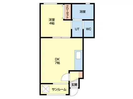 グランシエルI(1DK/1階)の間取り写真