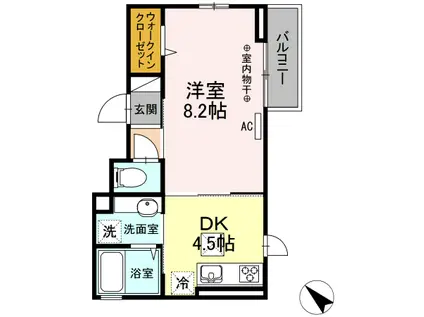 プランドール港南(1DK/1階)の間取り写真