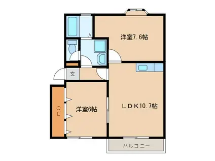 パインウッド(2LDK/3階)の間取り写真