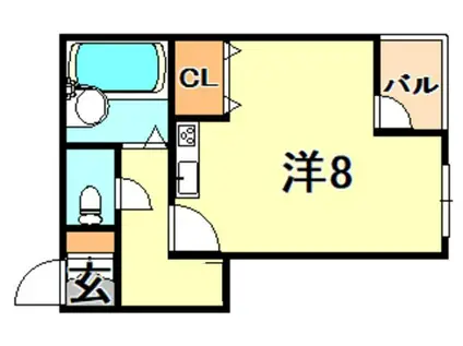 アルカディア三宮(ワンルーム/3階)の間取り写真