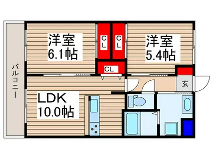 リヴェールふじみ野(2LDK/2階)の間取り写真