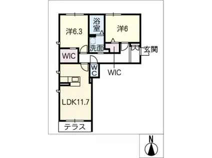 アイレックス(2LDK/1階)の間取り写真