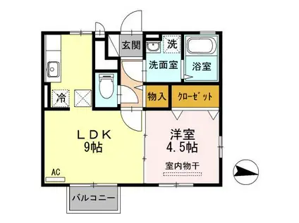 モナリエ南蔵王(1LDK/1階)の間取り写真