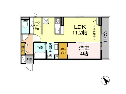 GRAN CIEL(1LDK/2階)の間取り写真